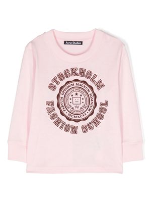 Acne Studios Kids flocked-logo sweatshirt - Pink