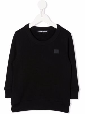 Acne Studios Kids logo-patch crew neck sweatshirt - Black