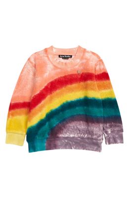 Acne Studios Kids' Mini Fairview Rainbow Face Patch Cotton Sweatshirt in Pastel Pink