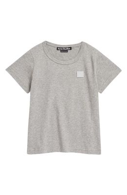 Acne Studios Kids' Mini Nash Face Patch T-Shirt in Light Grey Melange