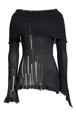 Acne Studios Klass Gummy Distressed Cotton & Nylon Sweater in Brown/Black