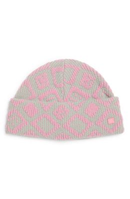 Acne Studios Konny Tiles Face Cotton & Wool Beanie in Bubble Pink/Spring Green