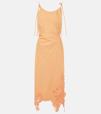 Acne Studios Lace-trimmed cotton midi dress