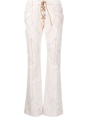 Acne Studios lace-up fastening flared pants - White