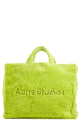 Acne Studios Large Logo Fleece Tote in Lime Green