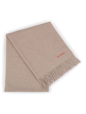 Acne Studios Logo Detailed Fringed Edge Scarf