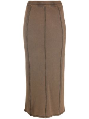 Acne Studios logo embroidered ribbed-knit pencil skirt - Brown