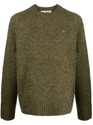 Acne Studios logo-embroidered wool jumper - Green