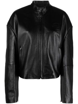 Acne Studios logo-patch biker jacket - Black