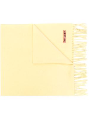 Acne Studios logo-patch fringed scarf - Yellow