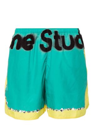 Acne Studios logo-print ripstop swim shorts - Green