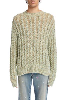Acne Studios Marled Cable Knit Cotton Blend Sweater in Mint Green