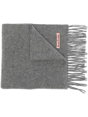 Acne Studios melange fringe-trim wool scarf - Grey
