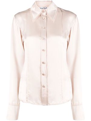 Acne Studios mesh-trim long-sleeved blouse - Pink