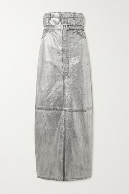 Acne Studios - Metallic Belted Leather Maxi Skirt - Silver