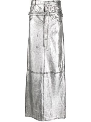 Acne Studios metallic paperbag-waist maxi skirt - Silver
