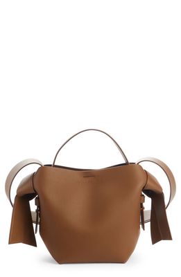 Acne Studios Mini Musubi Leather Top Handle Bag in Camel Brown