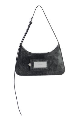 Acne Studios Mini Platt Crackle Leather Shoulder Bag in Black