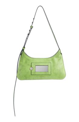 Acne Studios Mini Platt Crackle Leather Shoulder Bag in Lime Green