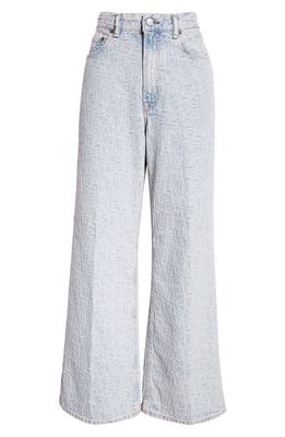Acne Studios Monogram High Waist Relaxed Fit Jeans in Blue/Beige