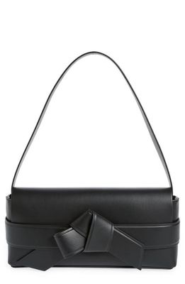Acne Studios Musubi Elongated Bow Detail Leather Crossbody Bag in Black