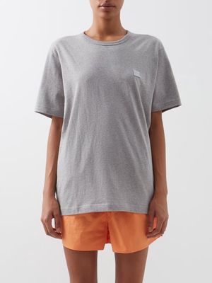 Acne Studios - Nash Face-logo Cotton-jersey T-shirt - Womens - Light Grey