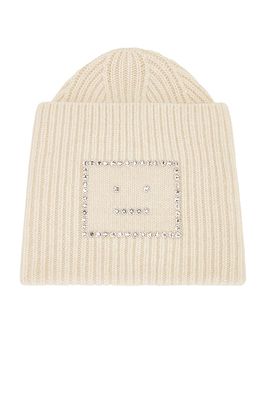 Acne Studios New Crystal Face Beanie in Cream