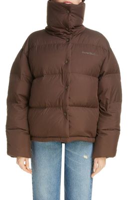 Acne Studios Olimera Recycled Down Puffer Jacket in Coffee Brown