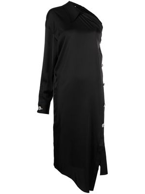 ACNE STUDIOS one-shoulder asymmetric midi dress - Black