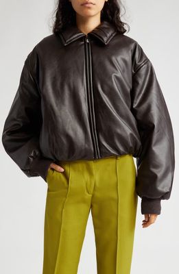 Acne Studios Onnea Coated Bomber Jacket in Dark Brown