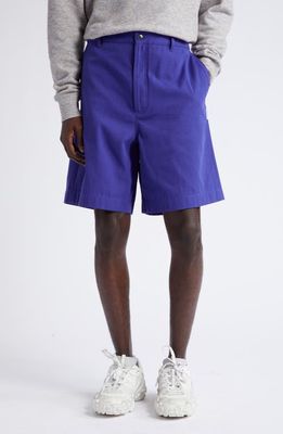 Acne Studios Oversize Cotton Blend Shorts in Electric Purple
