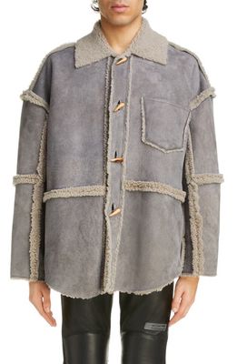 Acne Studios Oversize Genuine Shearling Jacket in Taupe Grey