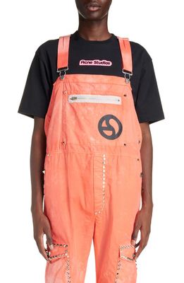 Acne Studios Oversize Studded Cargo Overalls in Fluo Pink