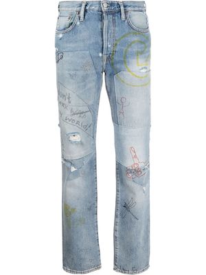 Acne Studios pannelled doodle-style jeans - Blue