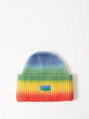 Acne Studios - Pansy Face Patch Wool Beanie Hat - Mens - Multi