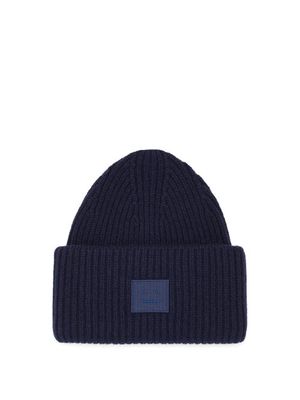 Acne Studios - Pansy Face-patch Wool Beanie Hat - Mens - Navy