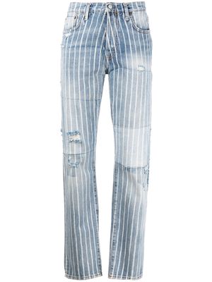 Acne Studios patchwork striped jeans - Blue
