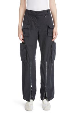 Acne Studios Patessa Zip Leg Cotton Cargo Pants in Charcoal Grey