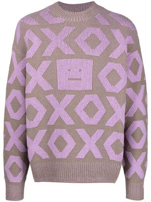 Acne Studios patterned intarsia-knit jumper - Purple