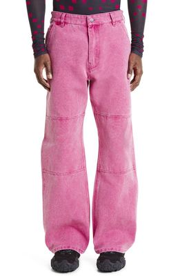 Acne Studios Reinforced Knee Straight Leg Jeans in Fuchsia Pink