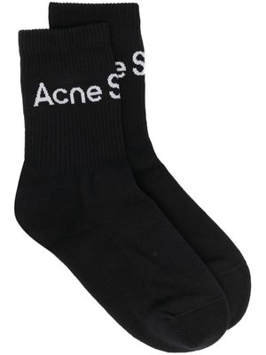 Acne Studios ribbed-knit logo socks - Black