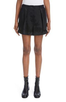 Acne Studios Rille Pleated Satin Shorts in Black