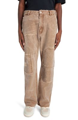 Acne Studios Ripped Patchwork Five Pocket Pants in Toffee Brown