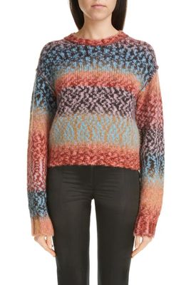Acne Studios Rusilla Pixel Gradient Wool & Alpaca Blend Sweater in Brown/Blue Multi