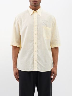 Acne Studios - Sambler Logo-embroidered Striped Cotton Shirt - Mens - Yellow