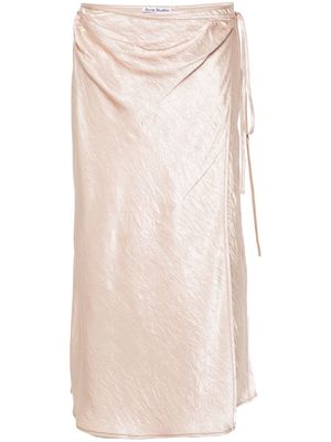 Acne Studios satin crinkled midi skirt - Neutrals