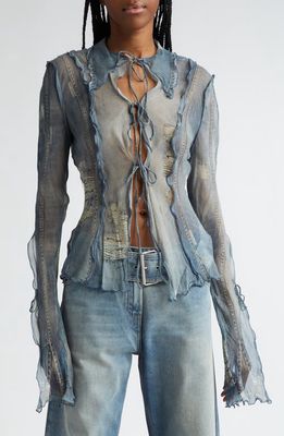 Acne Studios Satty Denim Trompe l'Oeil Top in Denim Blue