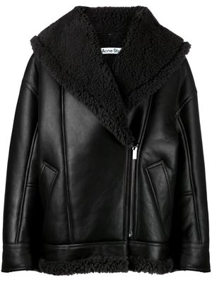 Acne Studios shearling-lined leather biker jacket - Black