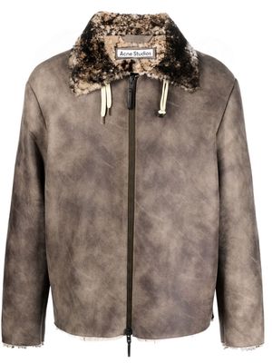Acne Studios shearling zip-up jacket - Brown