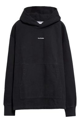 Acne Studios Small Logo Embroidered Organic Cotton Hoodie in Black